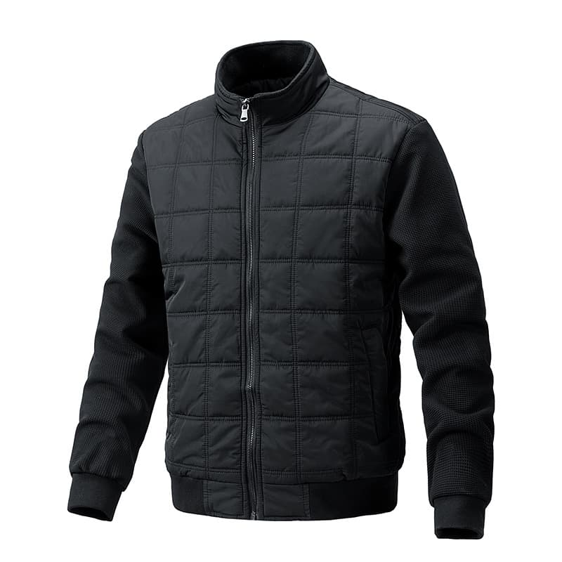 Abrigo de poliéster con cuello alto y mangas tejidas