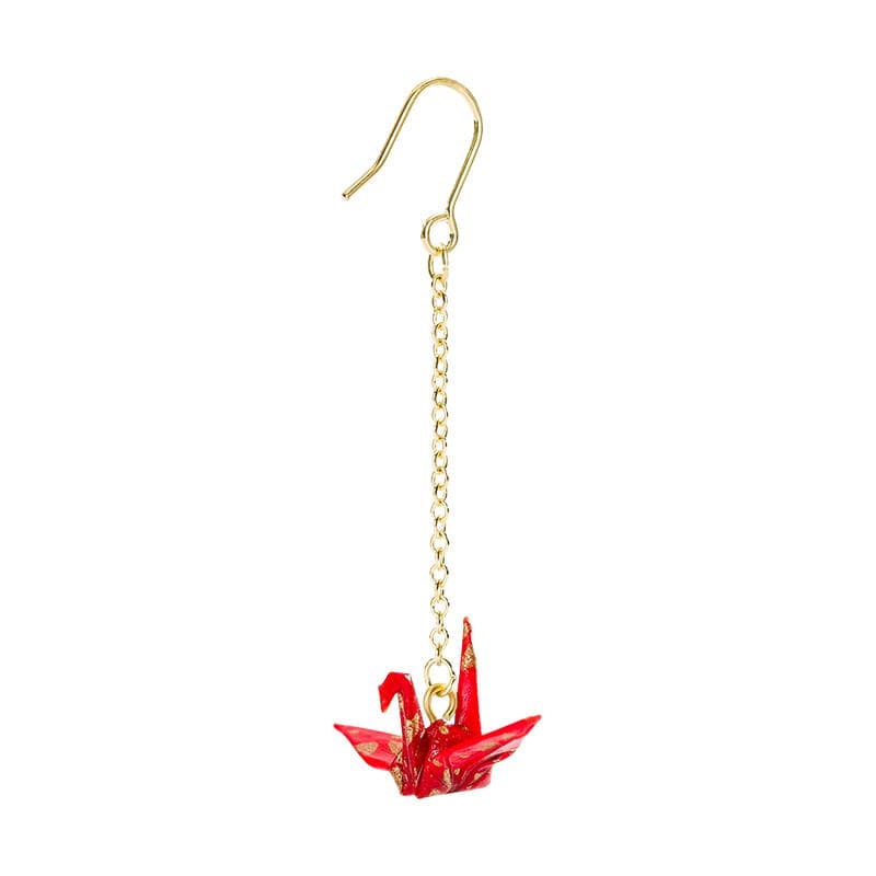 Aretes estilo japonés rojo para mujer