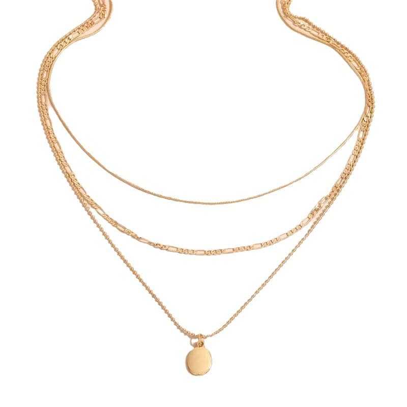 Collar con colgante oval geométrico vintage en metal