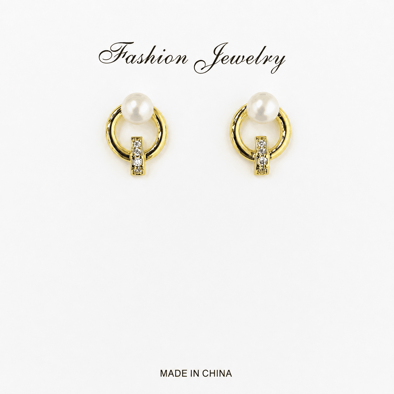 Aretes de perla minimalista con geometría moderna