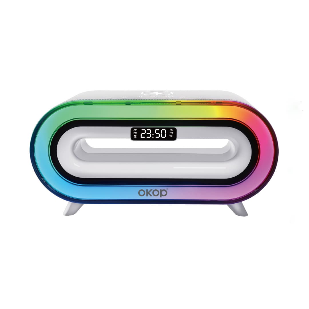 Altavoz Bluetooth con reloj despertador carga inalámbrica