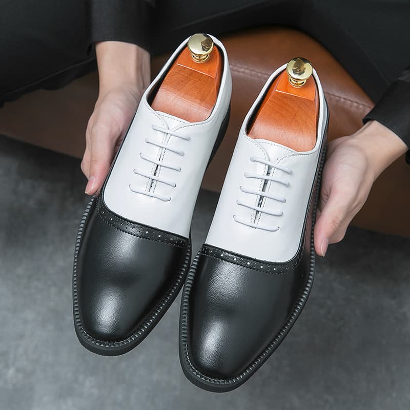 Zapatos de cuero bicolor estilo ejecutivo