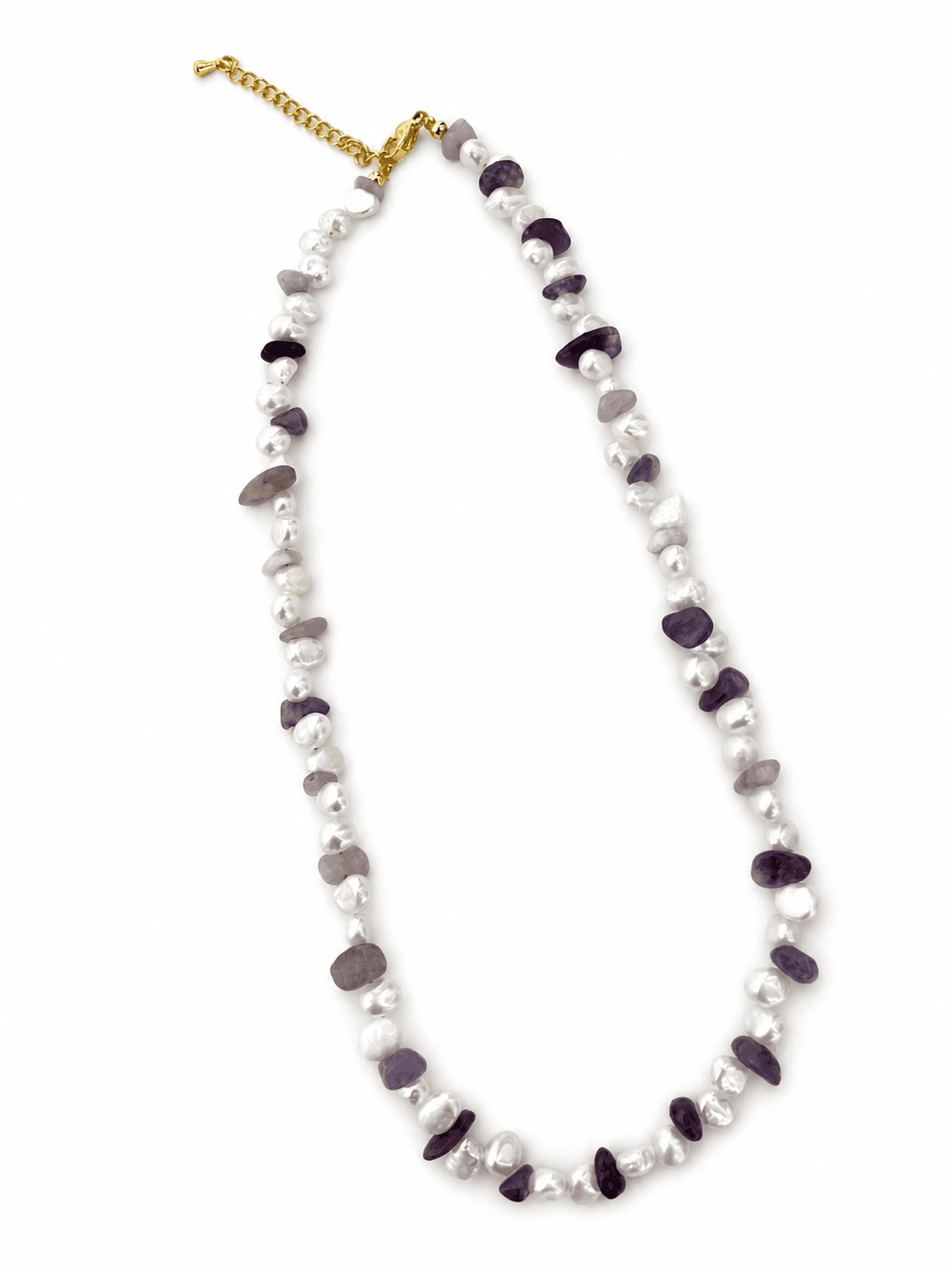 Collar de perlas con amatista natural