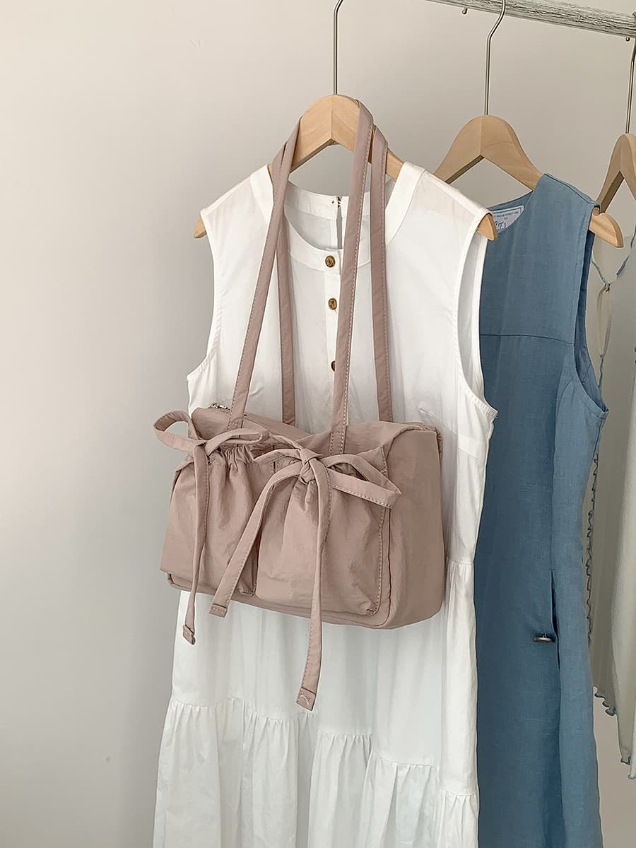 Bolsa casual de gran capacidad con moño para mujer
