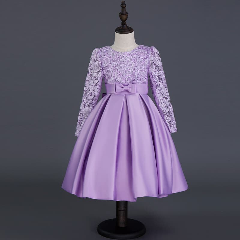 Vestido de princesa con encaje púrpura para niña