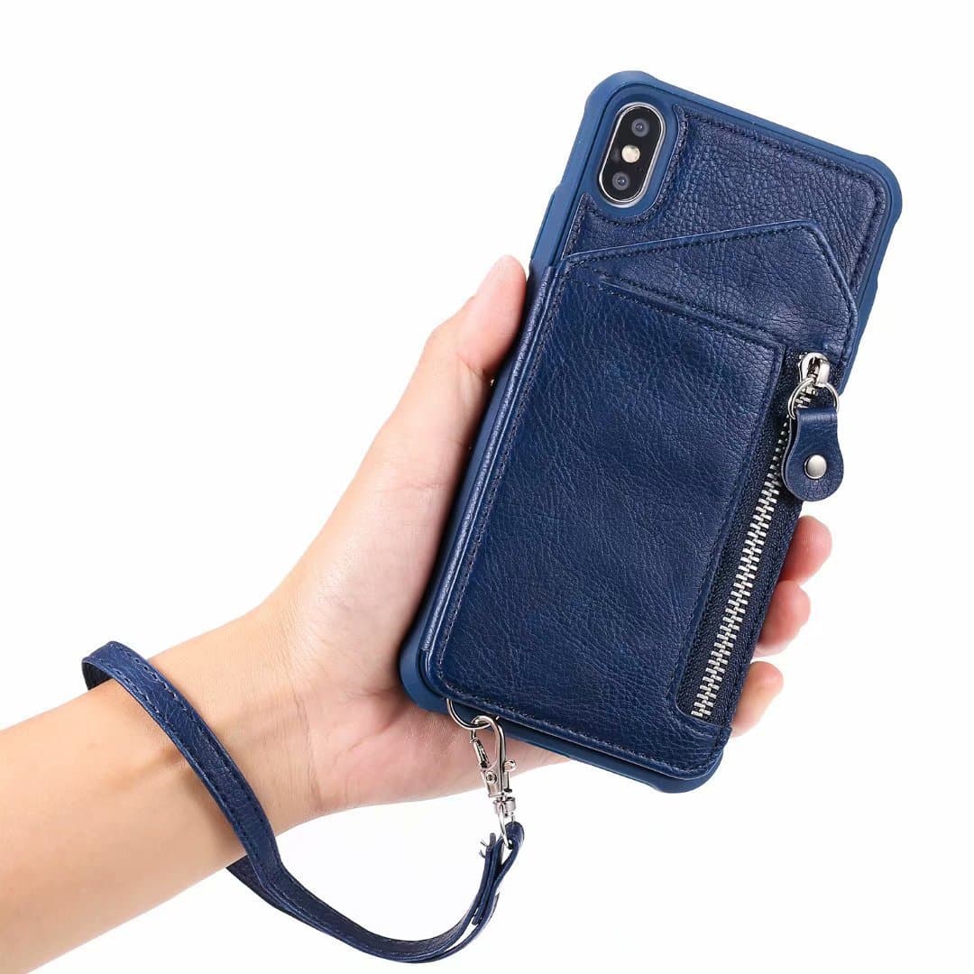 Funda cartera TPU con cierre y soporte color sólido