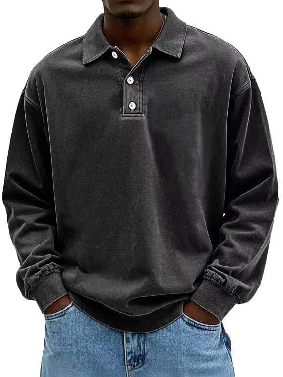 Polo de manga larga para hombre confortable y transpirable