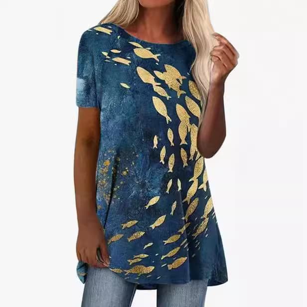 Playera casual estilo étnico con mariposas retro