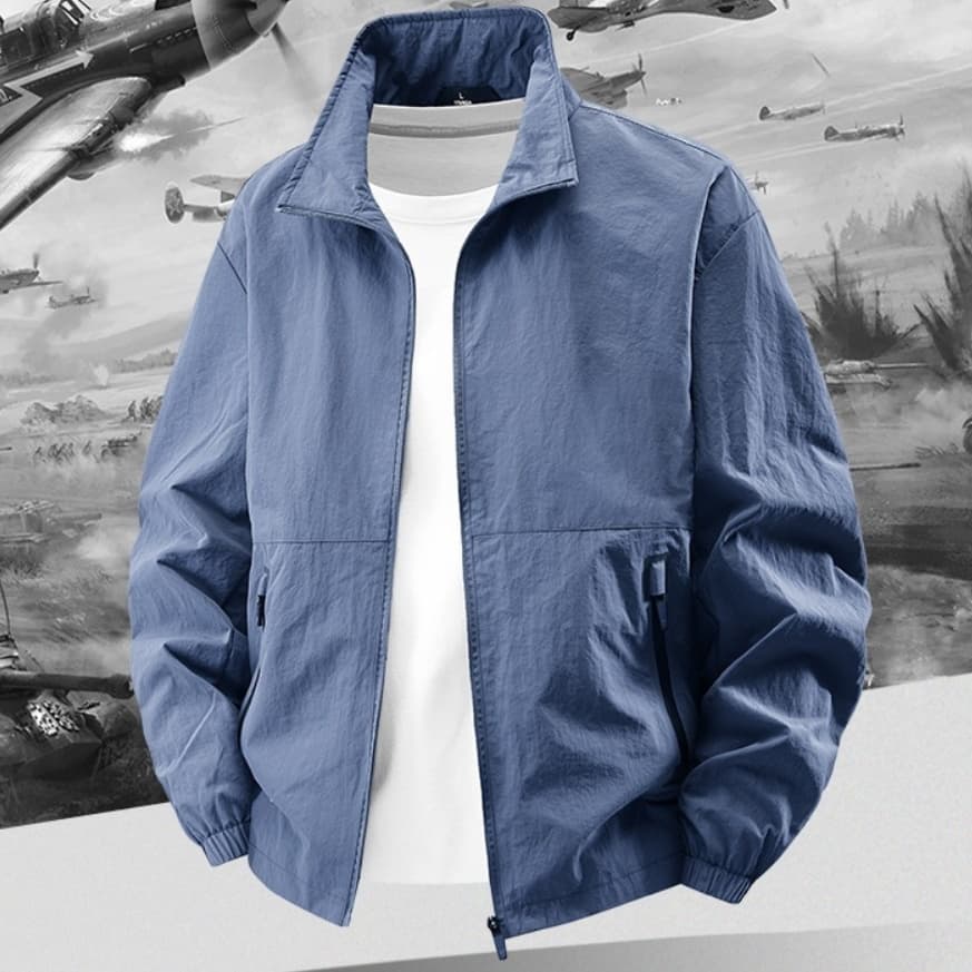 Chamarra casual para hombre con cuello de pie color liso