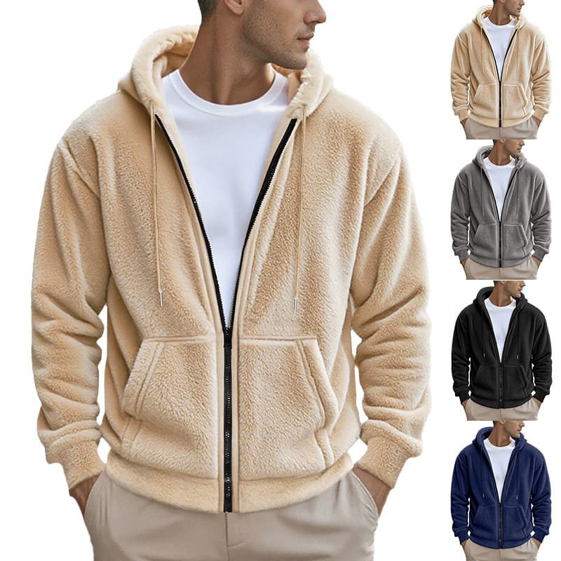 Chamarra casual con capucha estilo cardigan para hombre