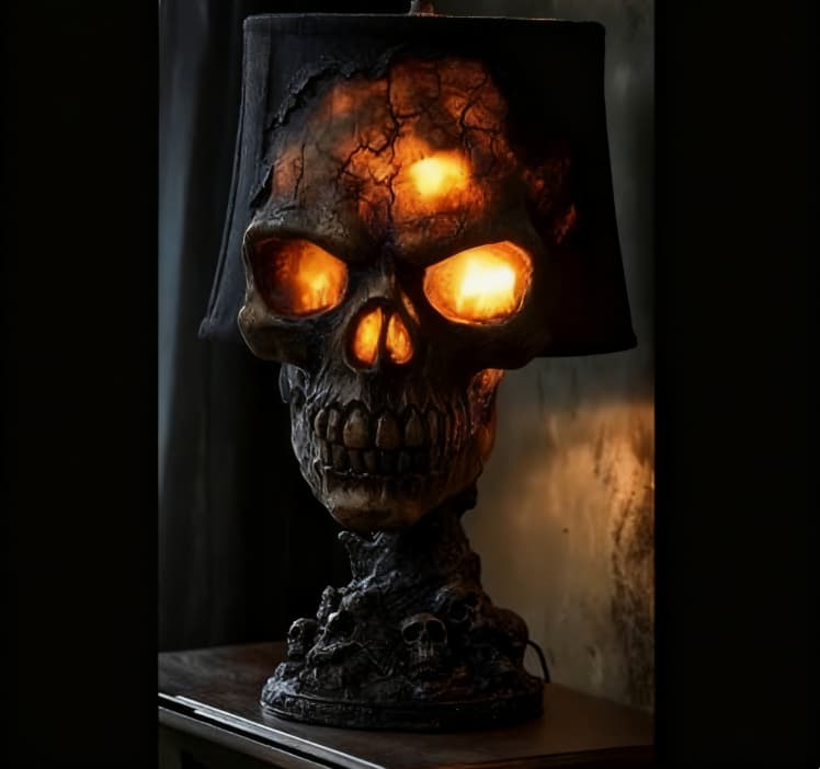 Lámpara calavera Halloween con luz LED espectral