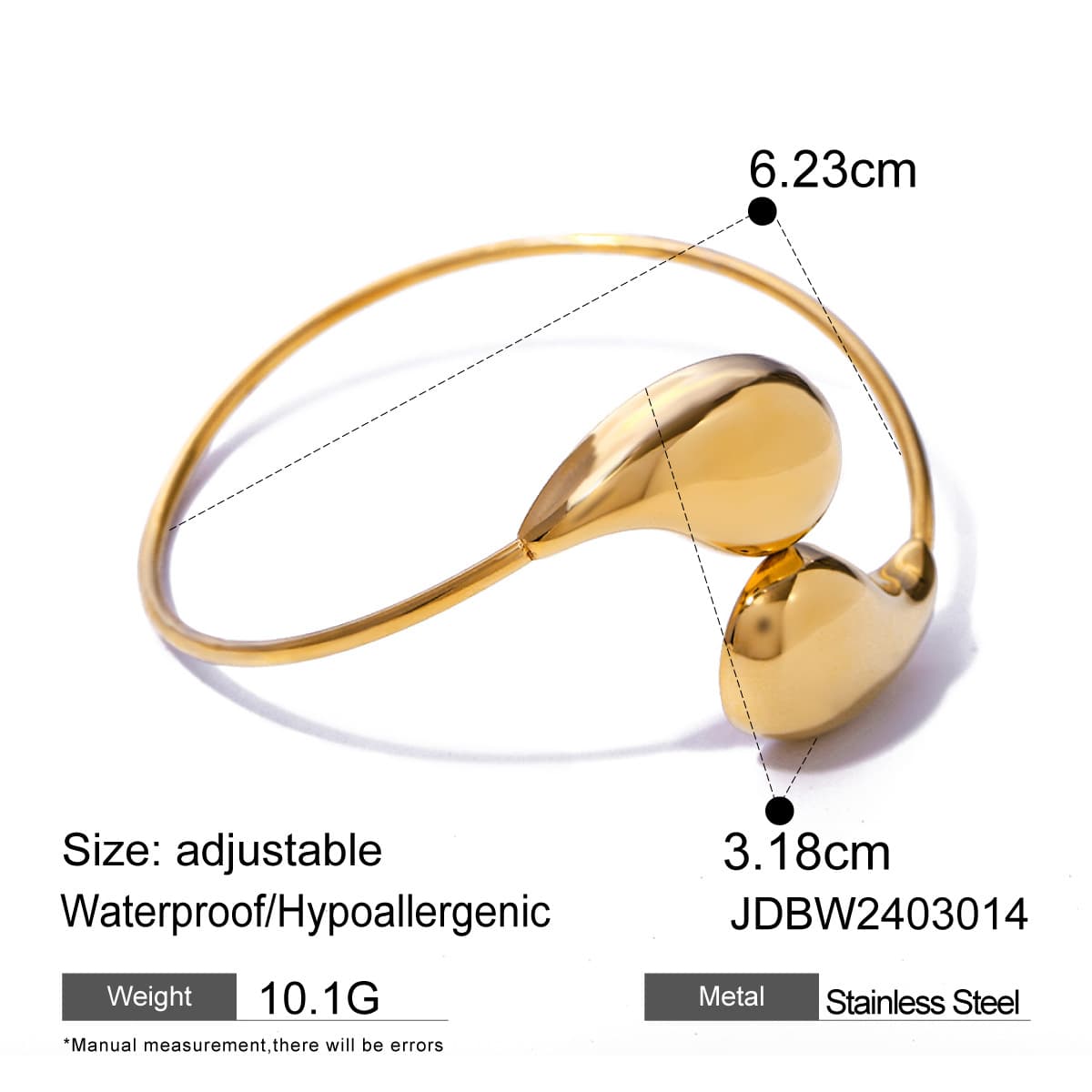 Pulsera bangle irregular ajustable