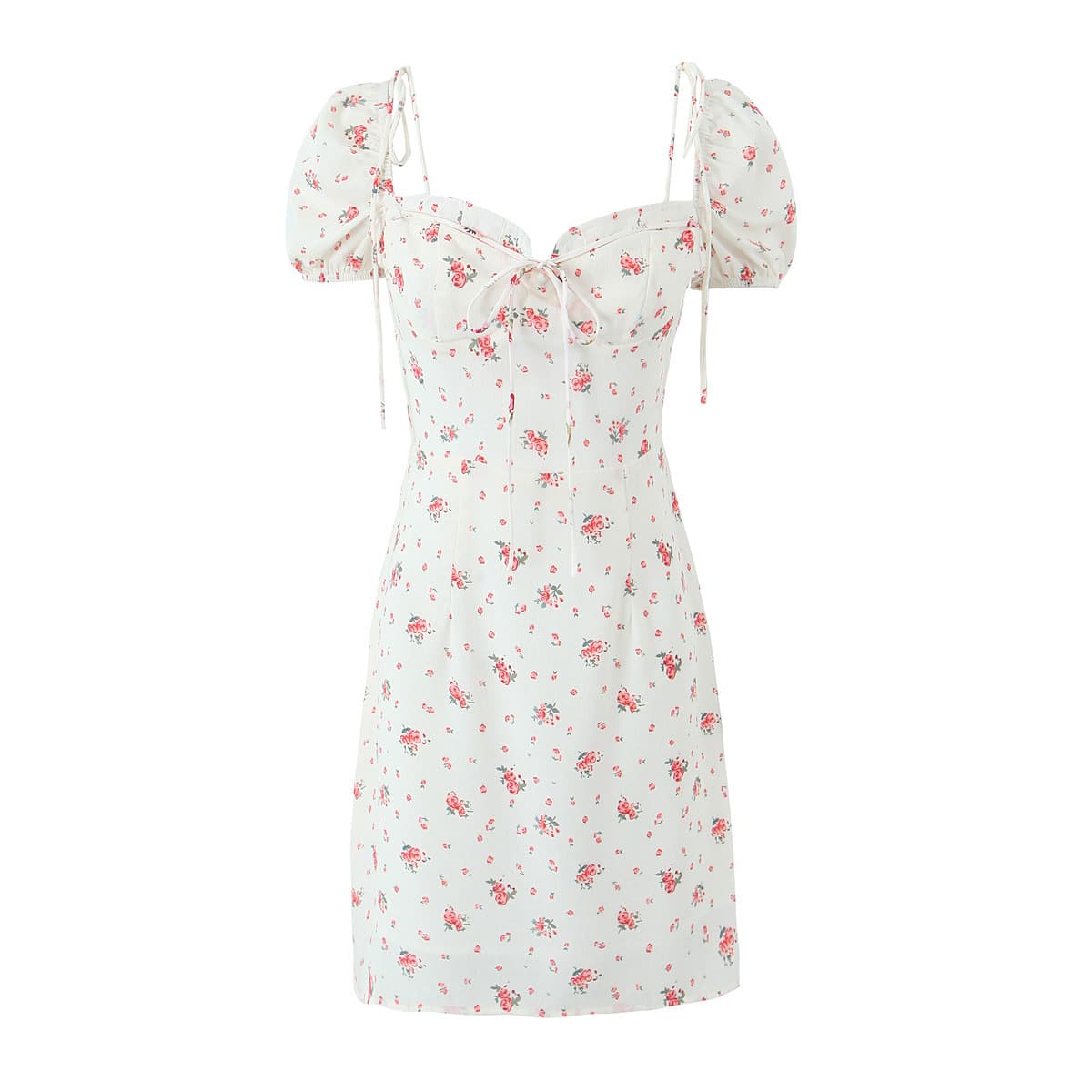 Vestido retro francés con cuello cuadrado