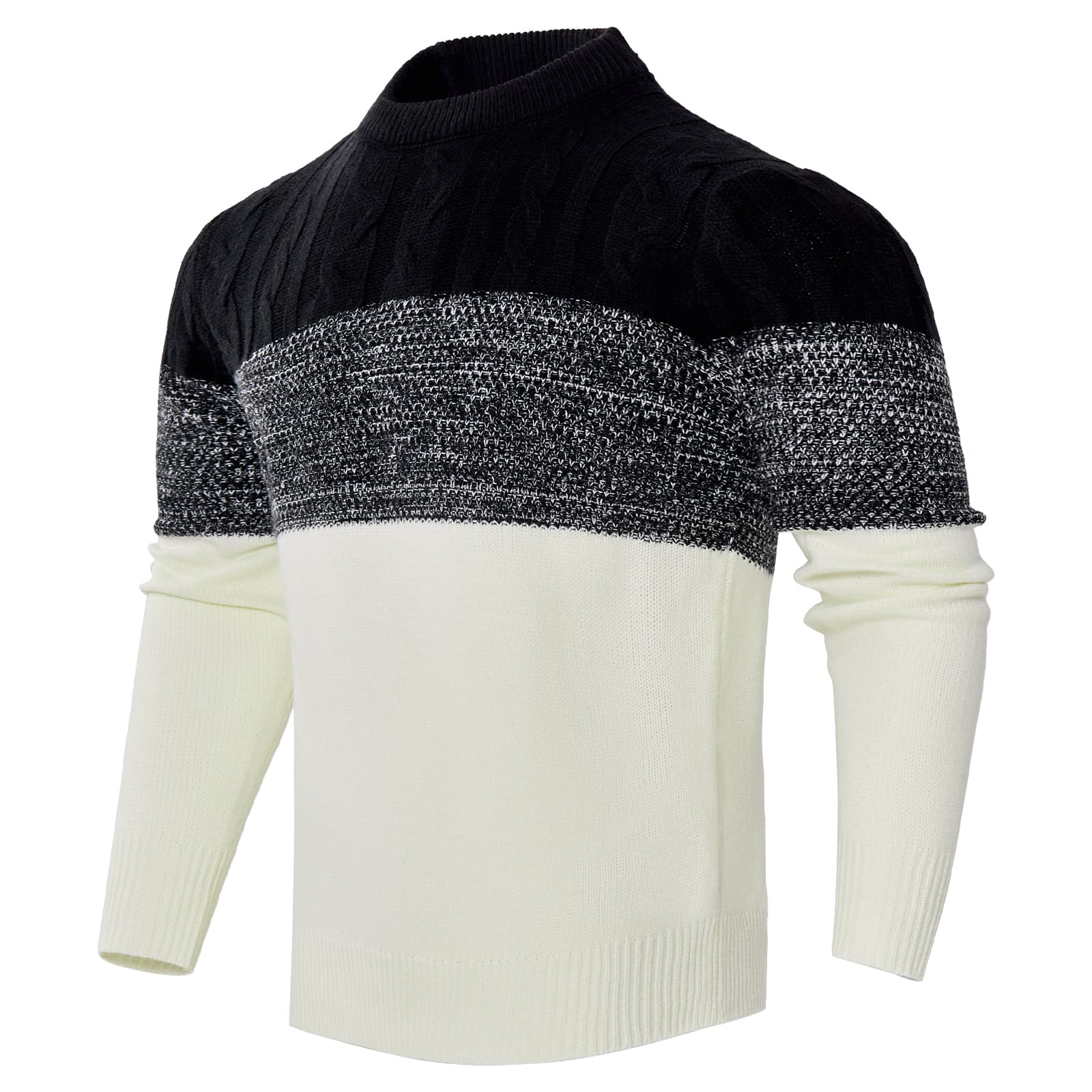 Suéter color block con mangas largas para hombre