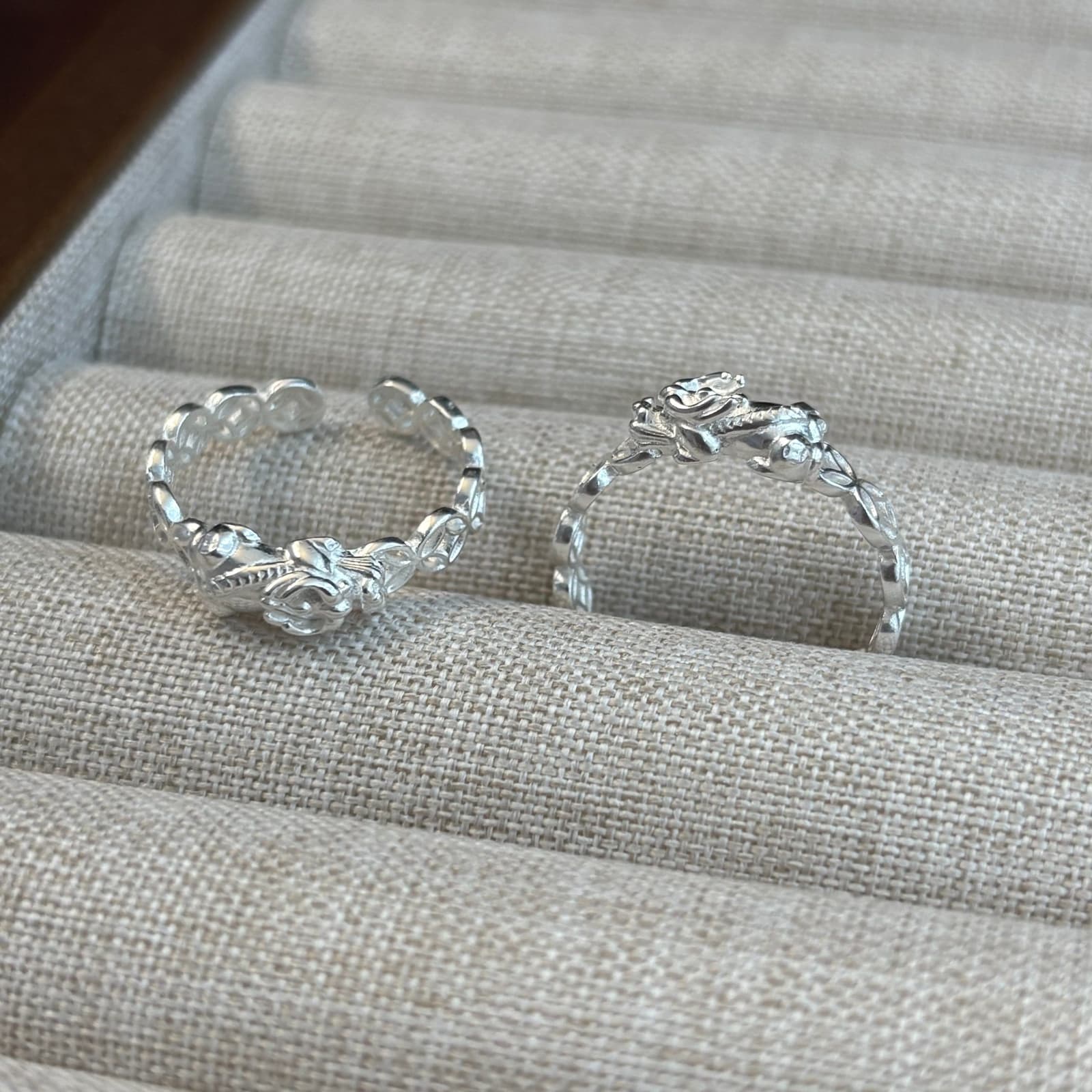 Anillo abierto de plata esterlina con moneda Pixiu, estilo retro
