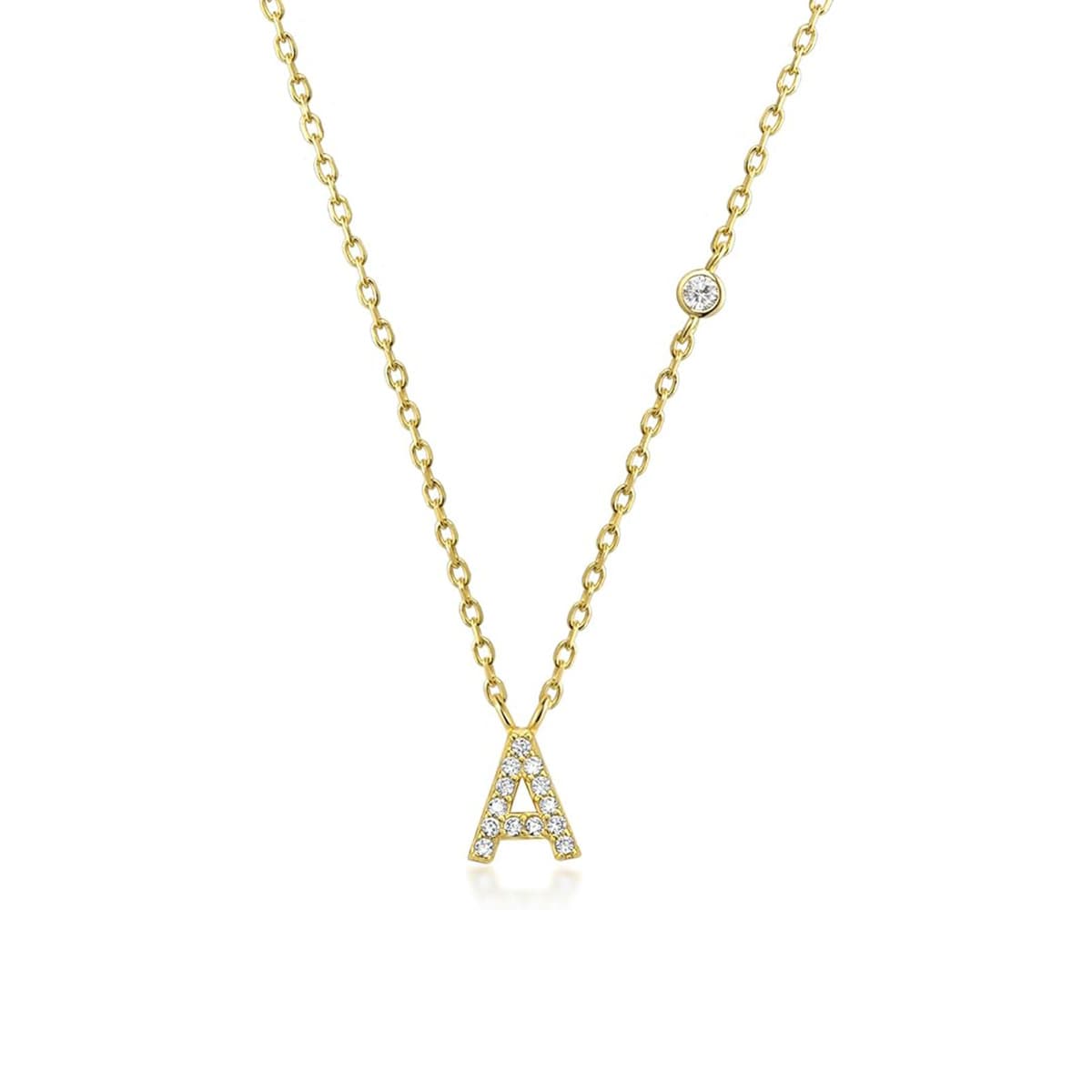 Collar personalizable de letras A-Z en cobre dorado