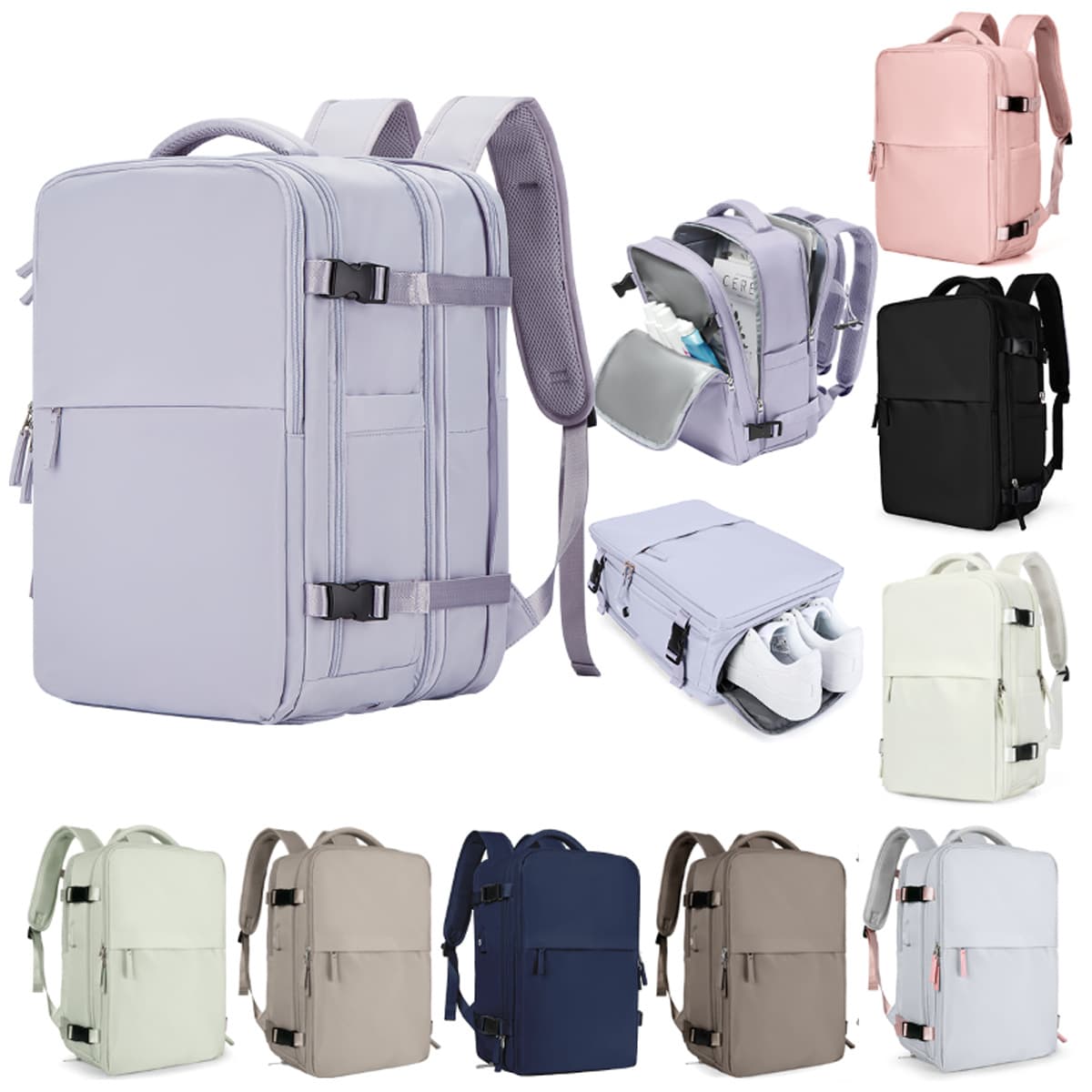 Mochila expandible de gran capacidad para viajes