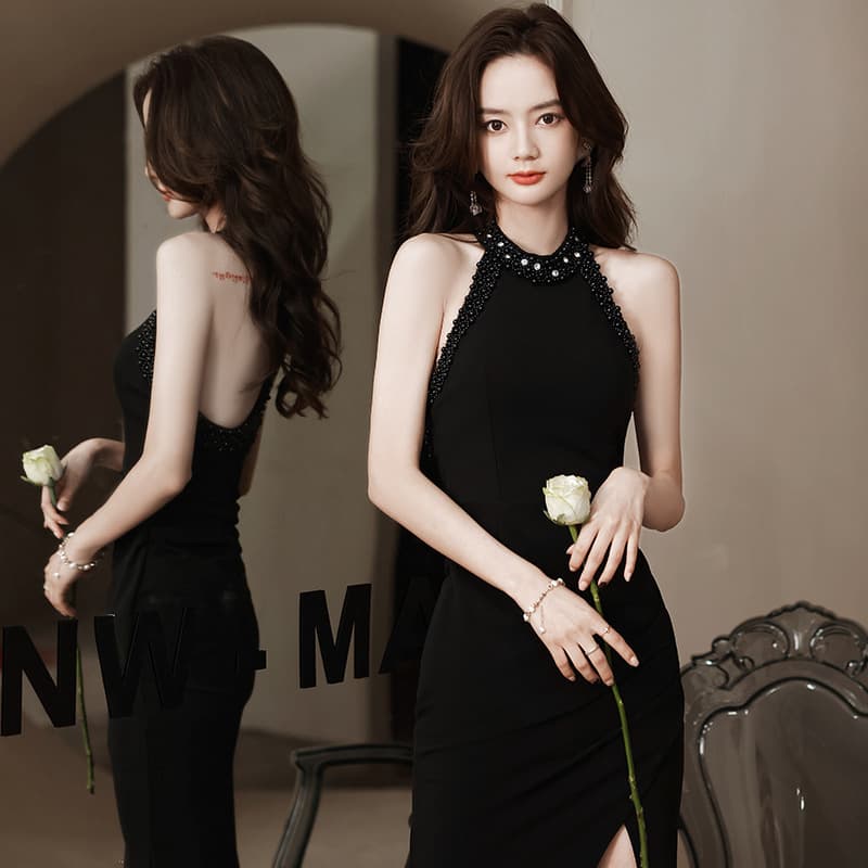 Vestido de novia con cuello halter