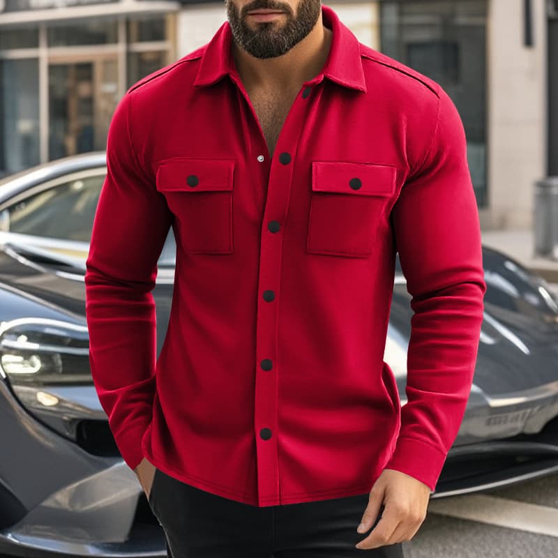 Chaqueta de hombre con solapa y bolsillos múltiples