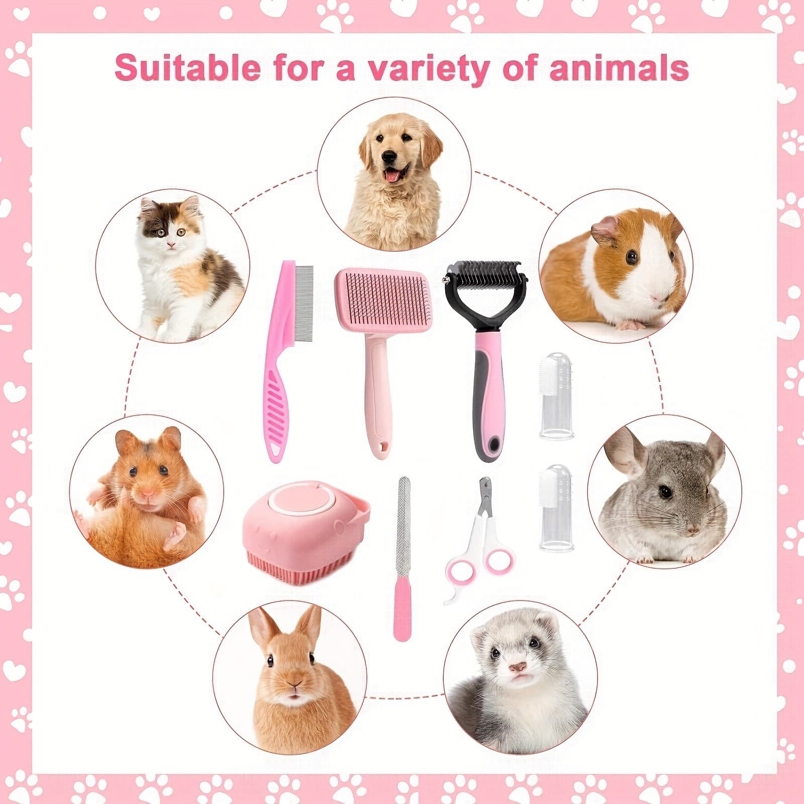 Set de 8 herramientas de aseo para perros