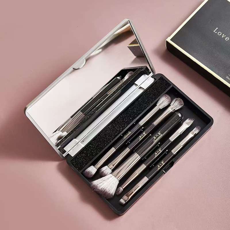 Set de brochas de maquillaje multifuncional con espejo