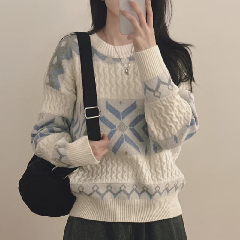 Suéter con diseño de copo de nieve para invierno