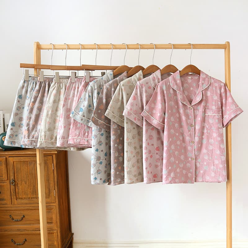 Conjunto de shorts y manga corta jacquard para verano