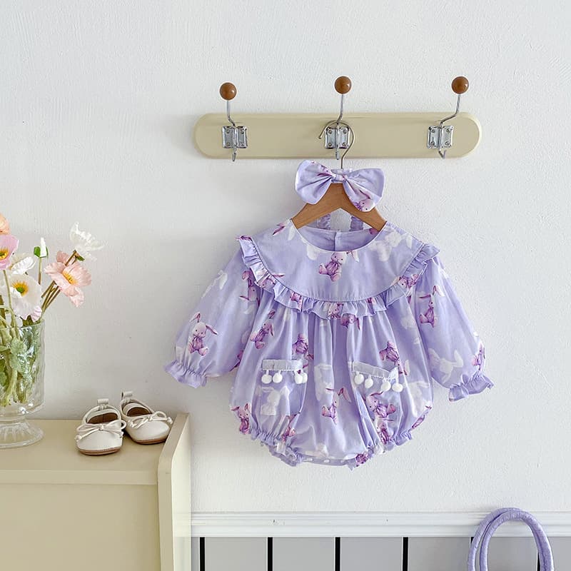 Pelele de triángulo púrpura para bebé niña