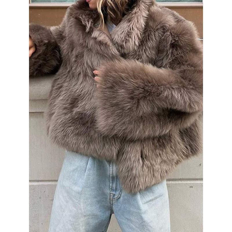 Abrigo de felpa suave casual y cómodo