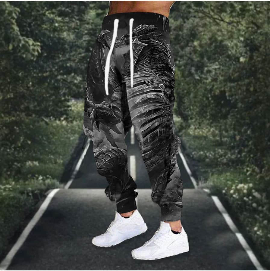 Pantalones con patrón animal y puños en los tobillos