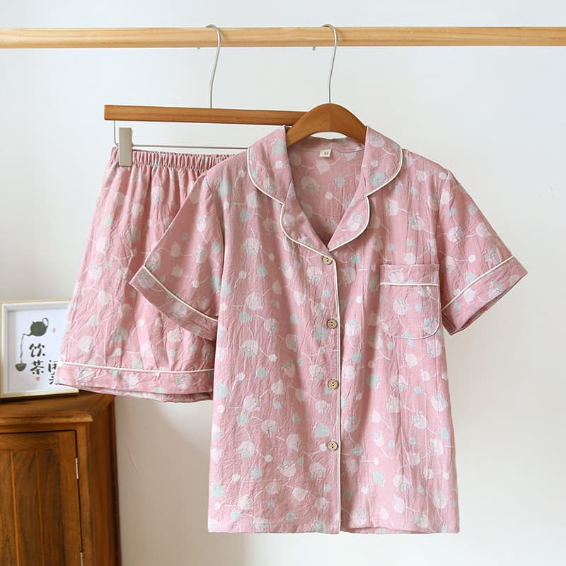Conjunto de shorts y manga corta jacquard para verano