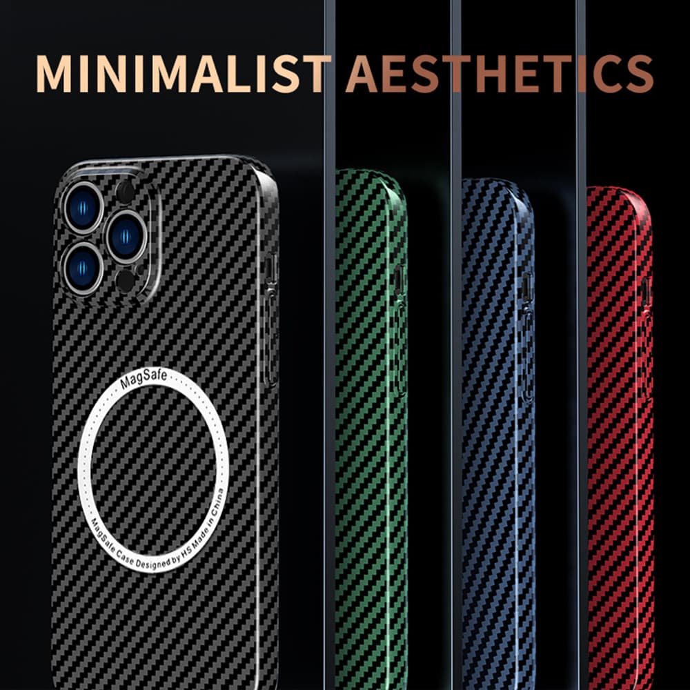 Funda de fibra de carbono para iPhone con protección reforzada