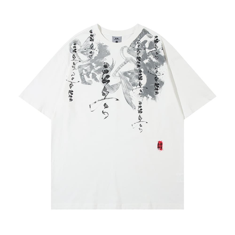 Camiseta hombre diseño graffiti tinta personalidad