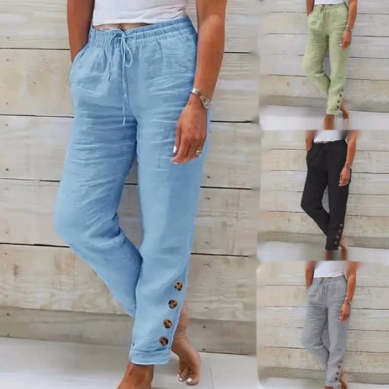 Pantalón recto de algodón para mujer estilo retro