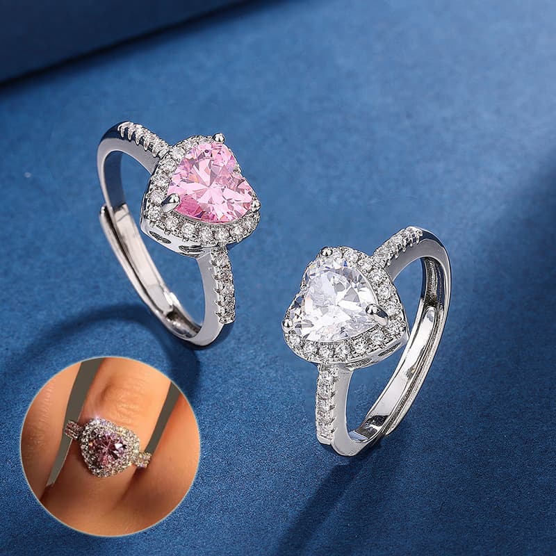 Anillo corazón de zirconia para mujer