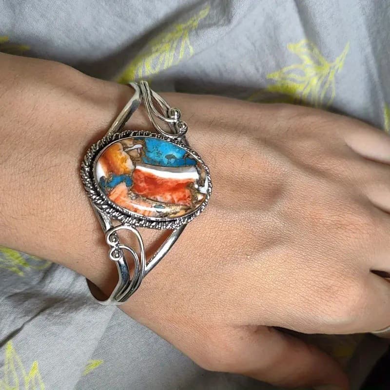 Pulsera retro de turquesa ovalada