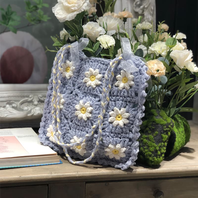 Bolsa tejida DIY con tutorial gratuito y kit de materiales
