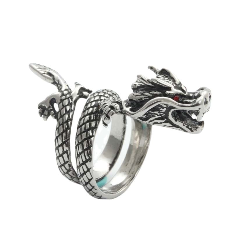 Anillo dragón vintage de plata pura