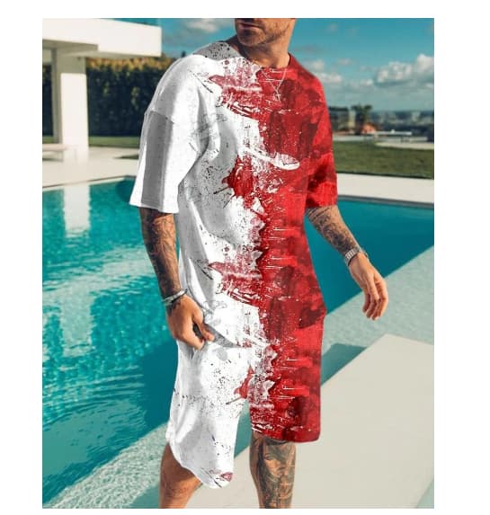 Conjunto playero con impresión 3D camiseta y pantalón