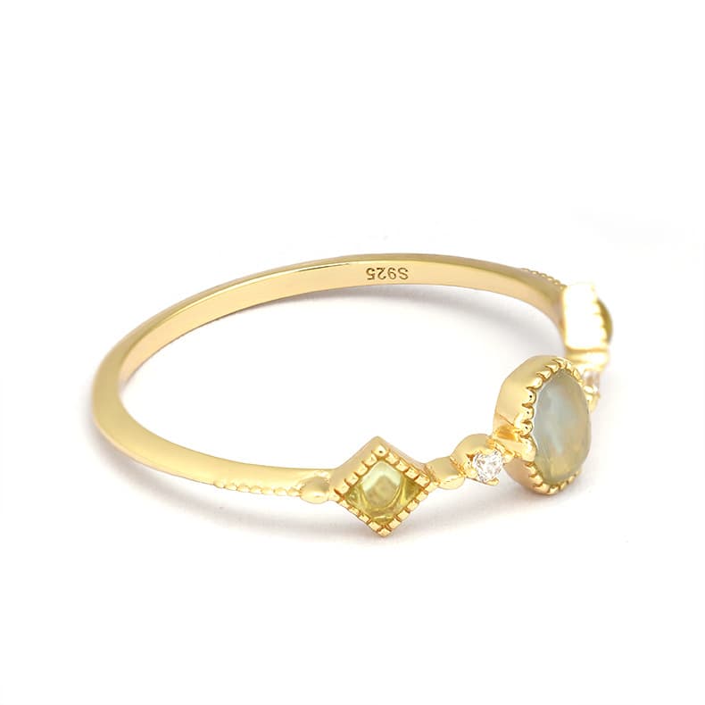 Anillo verde navy oliva con incrustación