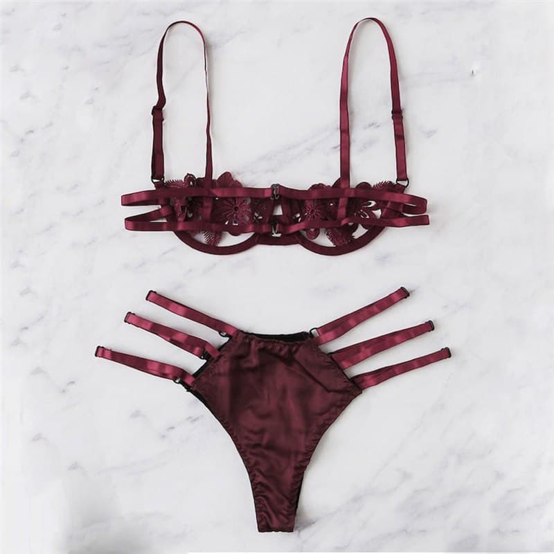 Conjunto de lencería sexy con media copa