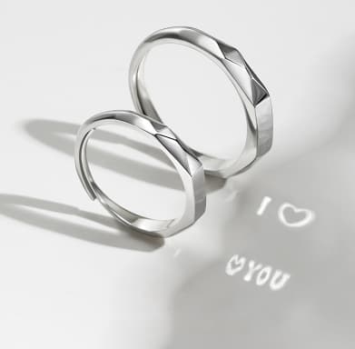 Anillo plata esterlina S925 patrón amor parejas