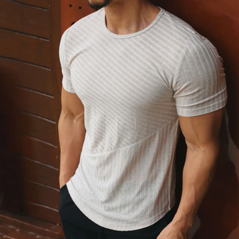 Camiseta casual de hombre, manga corta, color sólido