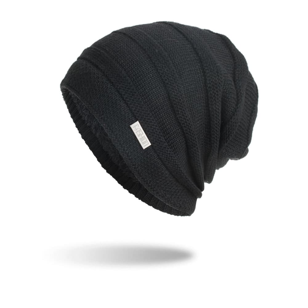 Gorro de punto con patrón de barras para mujer