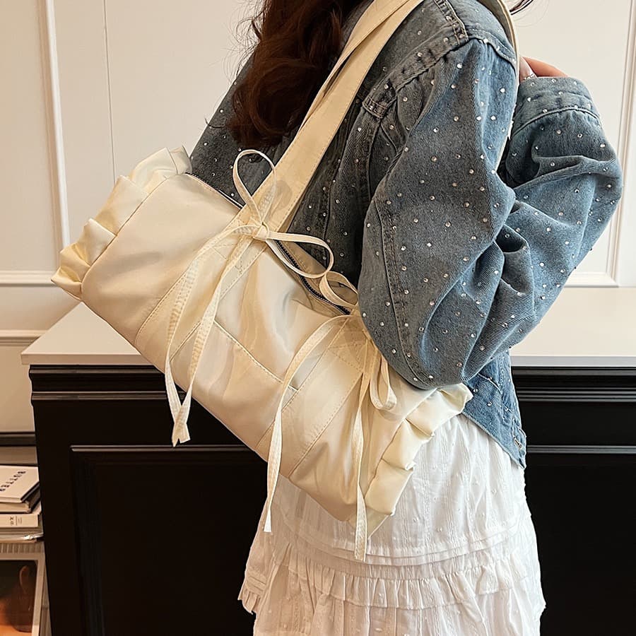 Bolsa de lona con moño de gran capacidad