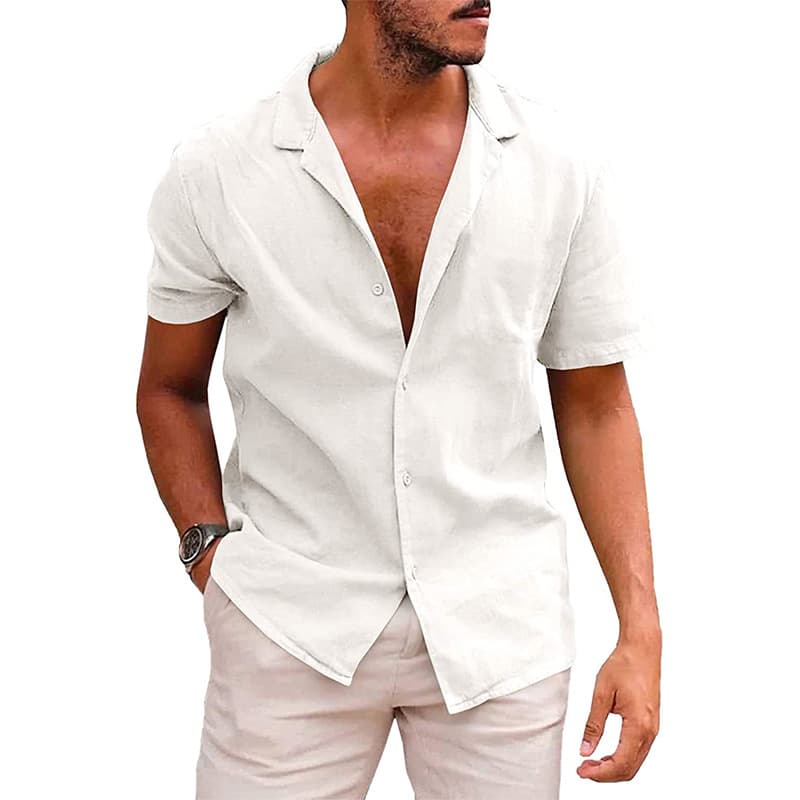 Camisa botones manga corta playa casual para hombre verano