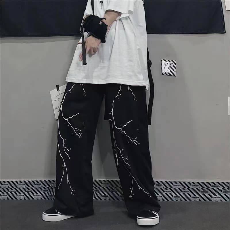 Pantalones casual deportivos estampado relámpago