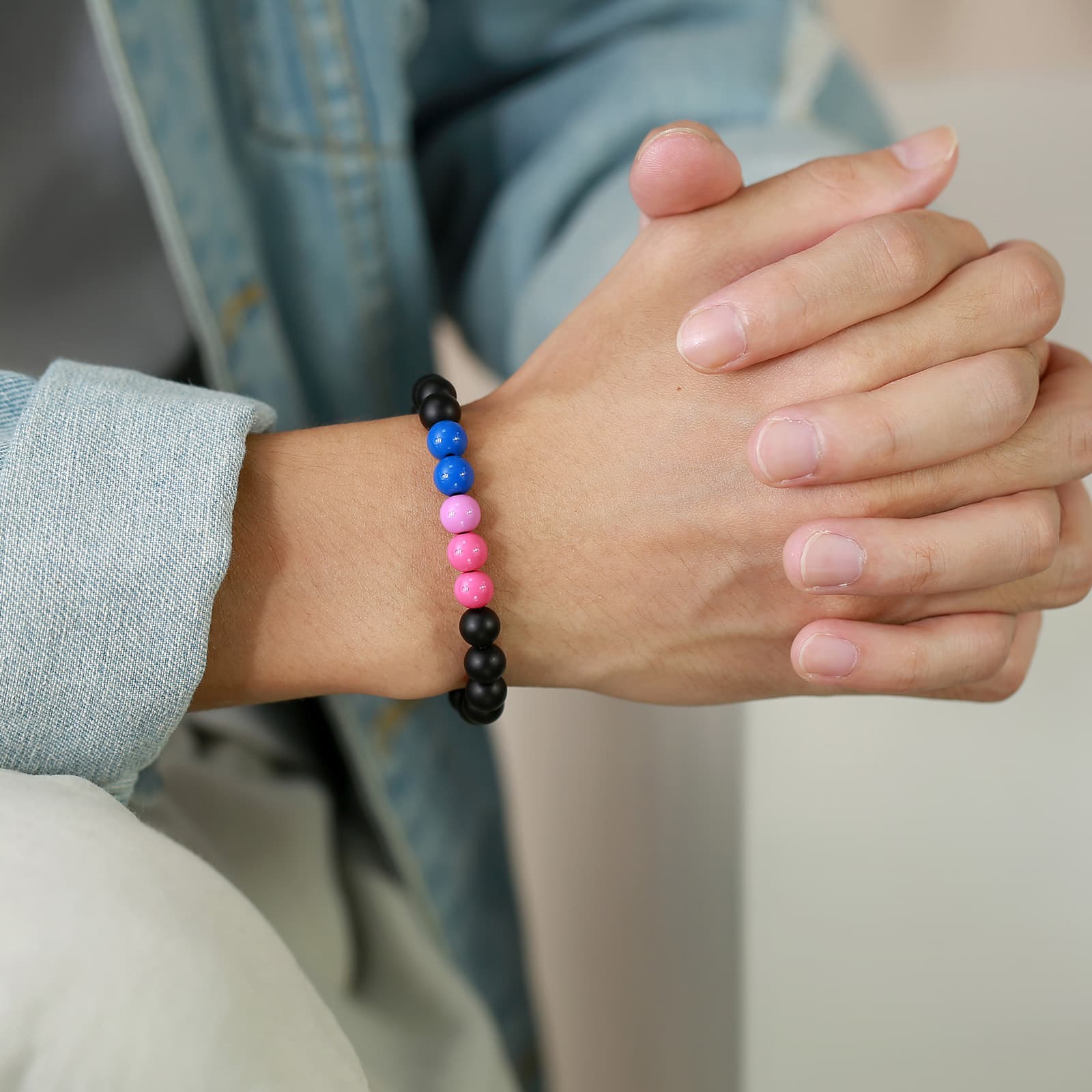 Pulsera de ágata negra con cuentas para amistad