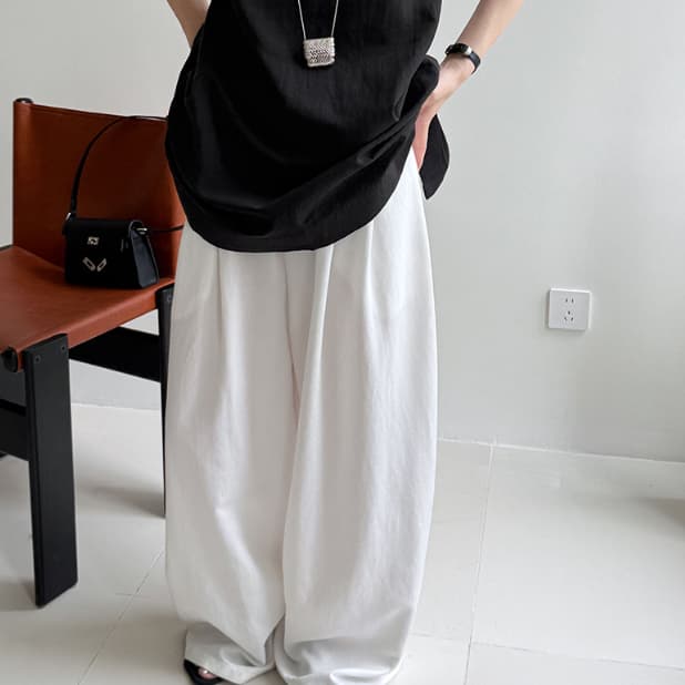 Pantalones de pierna ancha cintura alta estilo Yamamoto