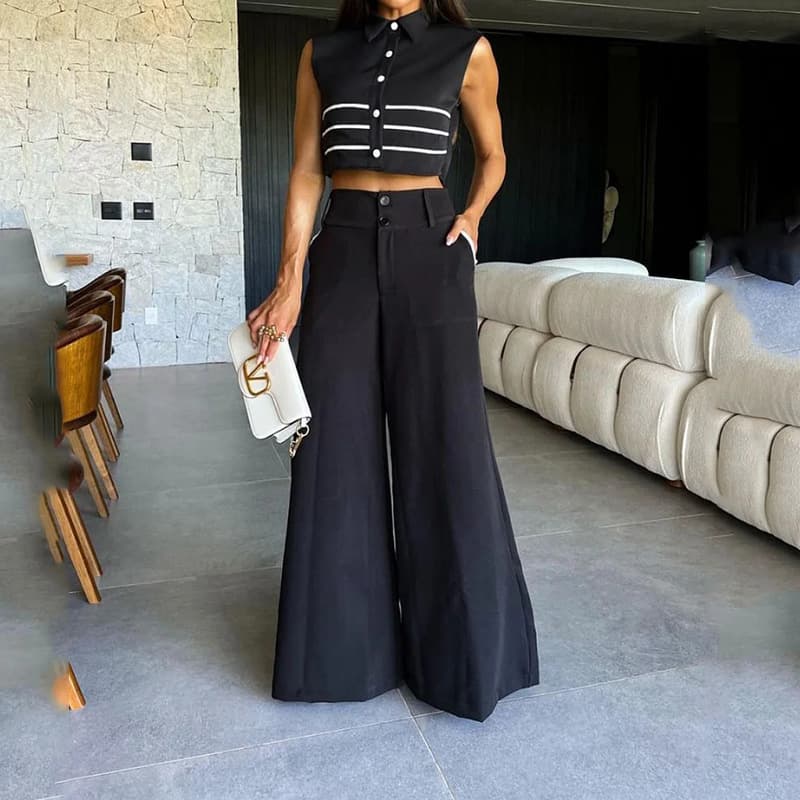 Conjunto de top sin mangas y pantalón de moda para mujer